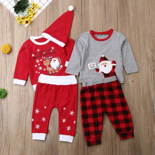 Autumn Winter Xmas Clothes 3pcs Kids Baby Girl Boy