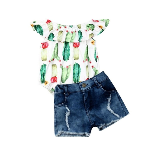 Cute Toddler Kids Baby Girl Clothing Sets Cactus