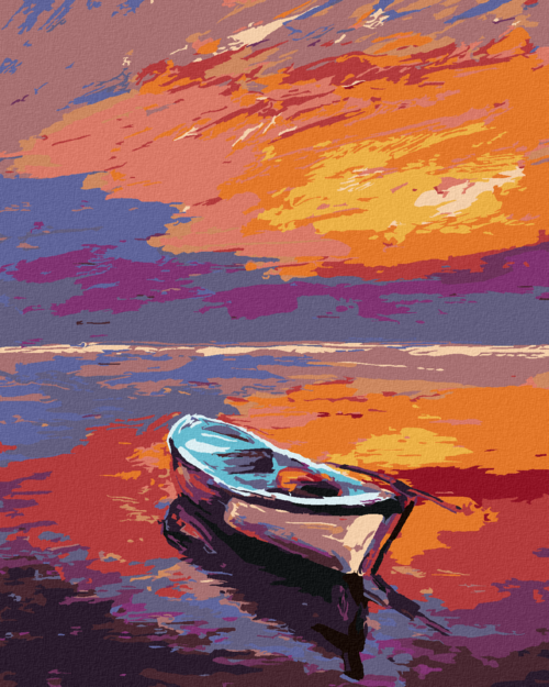 Paint by Numbers - BOAT AT A BEAUTIFUL SUNSET