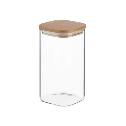 Jar Brown Transparent Bamboo Borosilicate Glass (1,5 L)