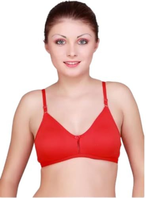 Full Coverage Women Non Padded Wired Free Bra, Red Cup Size-B