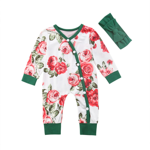 0 24M Baby Girl Floral One piece Romper Jumpsuit