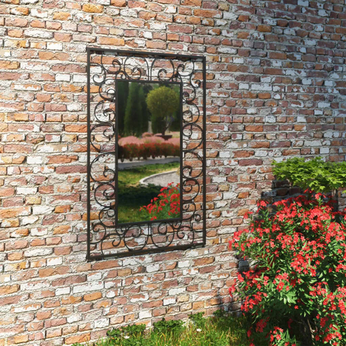 Garden Wall Mirror Rectangular 19.6"x31.4" Black