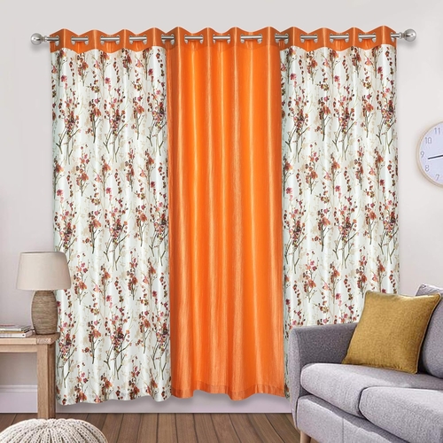 Heavy Polyester Solid Floral Print Door Curtains for Living Room