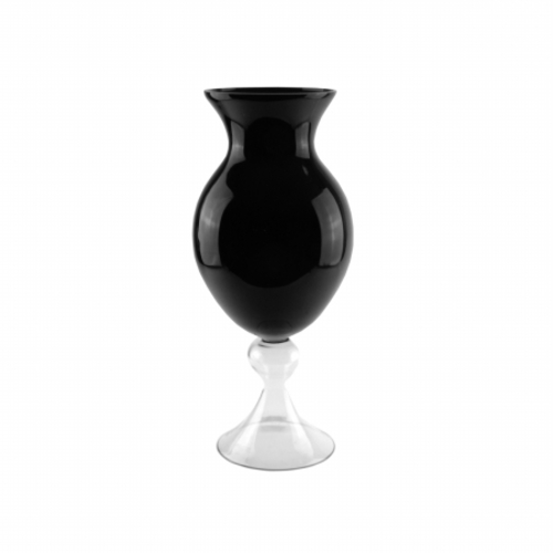 Gordon 32022043 20 in. Jet Black & Transparent Glass Flower Vase