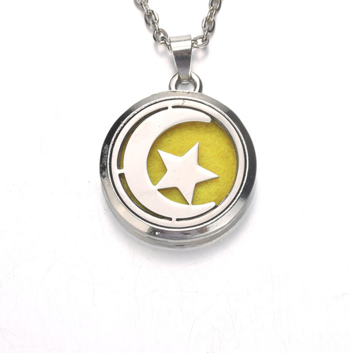 Silver Moon stars Aroma Diffuser Necklace Perfume