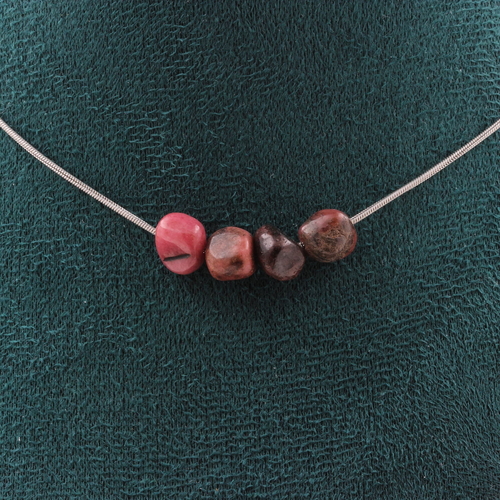 Rhodochrosite from Brazil 4 beads necklace.