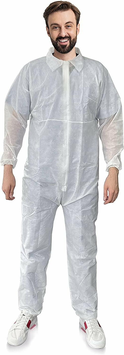 EZGOODZ Disposable PP 30 gsm Coveralls with Elastic Cuffs, Zipper