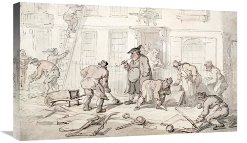 Global Gallery GCS-268490-30-142 30 in. Labourers Putting Down a Pavem