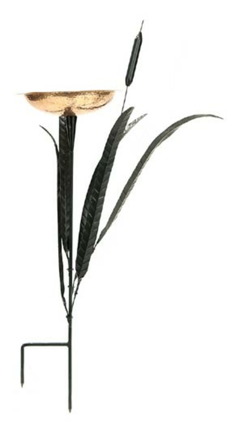 Achla CTBB-02 Single Cattail Bird Bath - Black Powdercoat