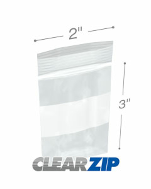 International Plastics CZW20203 2 x 3 in. 2 Mil ClearZip Whiteblock Lo
