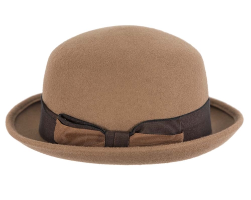 Tan felt bowler hat