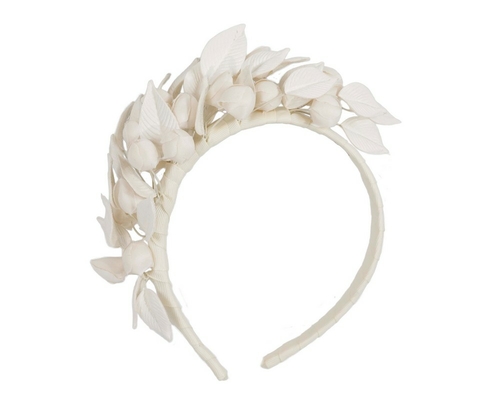 Cream sculptured leather flower headband fascinator