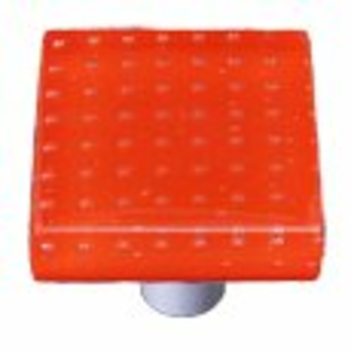 Hot Knobs HK1202-KA Bubbles Orange Square Glass Cabinet Knob - Aluminu