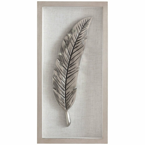 Bassett Mirror 7300-372EC Feather Hanging Wall Art, Silver Leaf