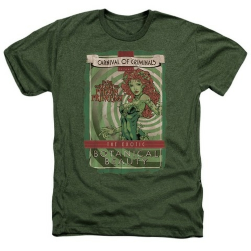 Trevco Batman-Botanical Beauty - Adult Heather Tee - Military Green- M