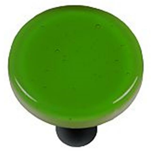 Hot Knobs HK1020-KRB Light Green Round Glass Cabinet Knob - Black Post
