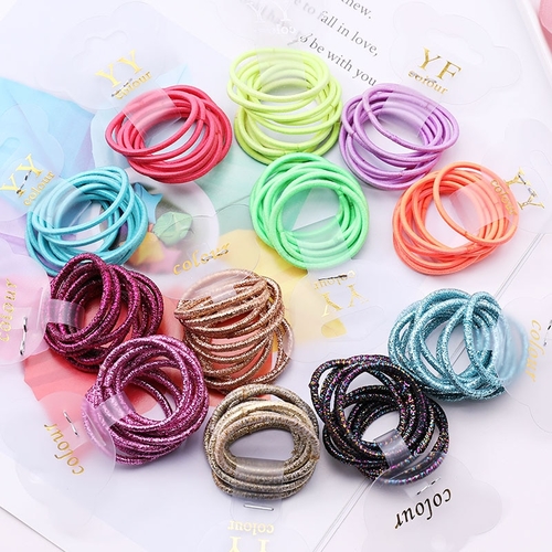 10pcs/Set Girls Colorful Basic Small Ring Elastic