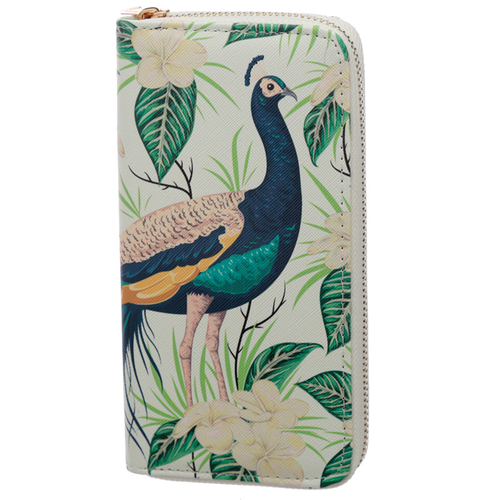 Large Zip Around Wallet - Peacock