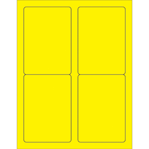 Box Partners LL176YE 3.5 x 5 in. Fluorescent Yellow Rectangle Laser La