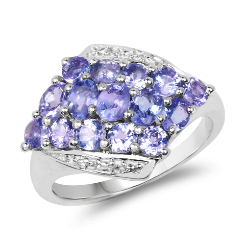 1.85 Carat Genuine Tanzanite .925 Sterling Silver Ring