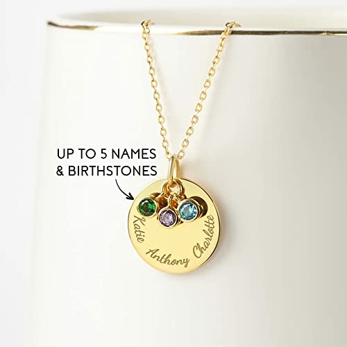 Mother Necklace With Birthstones, Kids Name Necklace, Mom Necklace