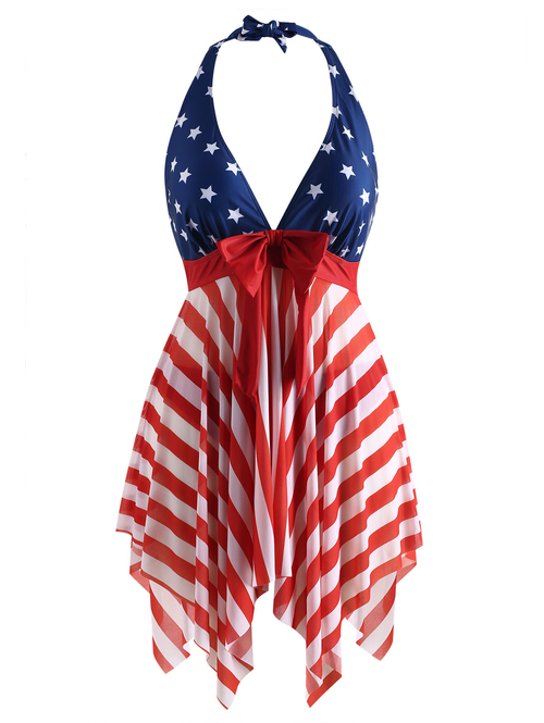  Plus Size Ruched Star Tankini Set Women