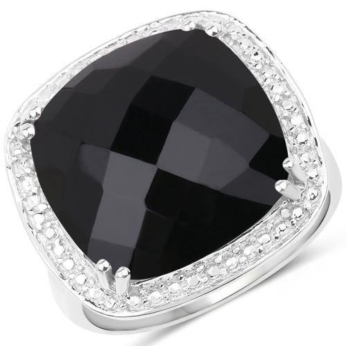 9.77 Carat Genuine Black Onyx .925 Sterling Silver Ring