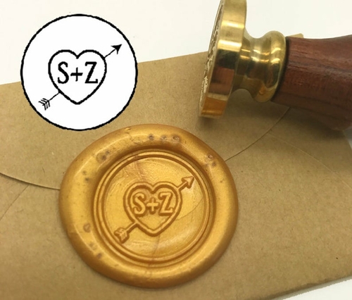 Personalized Heart Initials Wax Seal Stamp Custom Wedding Initials