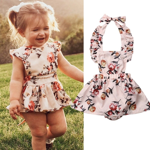 0 3Y Cute Infant Kids Baby Girls Floral Bodysuits