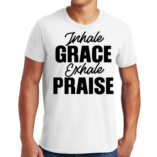 Mens Graphic T-shirt Inhale Grace Exhale Praise Black Illustration
