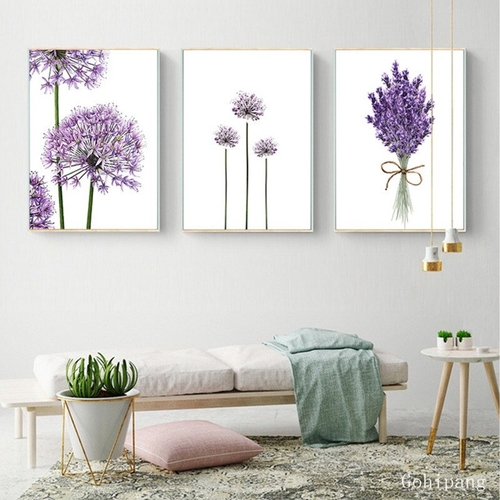 Scandinavian Lavender Flowers Poster Modern Canvas