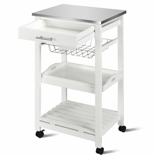 4 Tier Kitchen Serving Trolley with Lockable Wheels