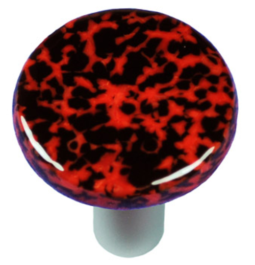 Hot Knobs HK8057-KRA Granite Black & Red Round Glass Cabinet Knob - Al