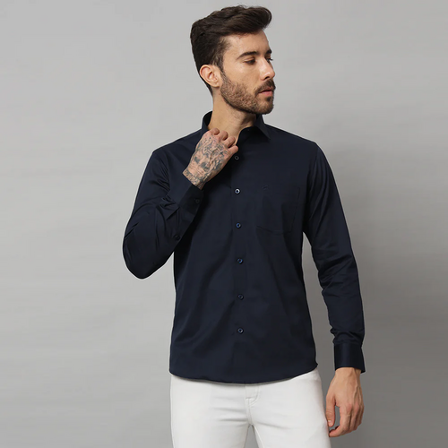 Stylish Solid Shirt - Premium Quality (Size-Xl) (Color-Navy Blue)