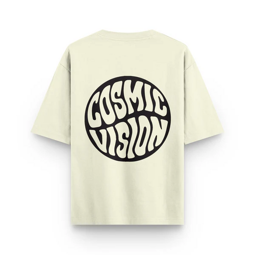 Men's "Cosmic Vision" Printed Oversized Tshirt (Size-S) (Color-BEIGE)