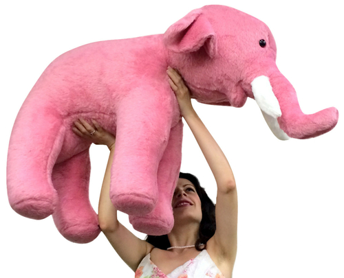 American Made Giant Stuffed Pink Elephant 3 Feet Long Soft Large