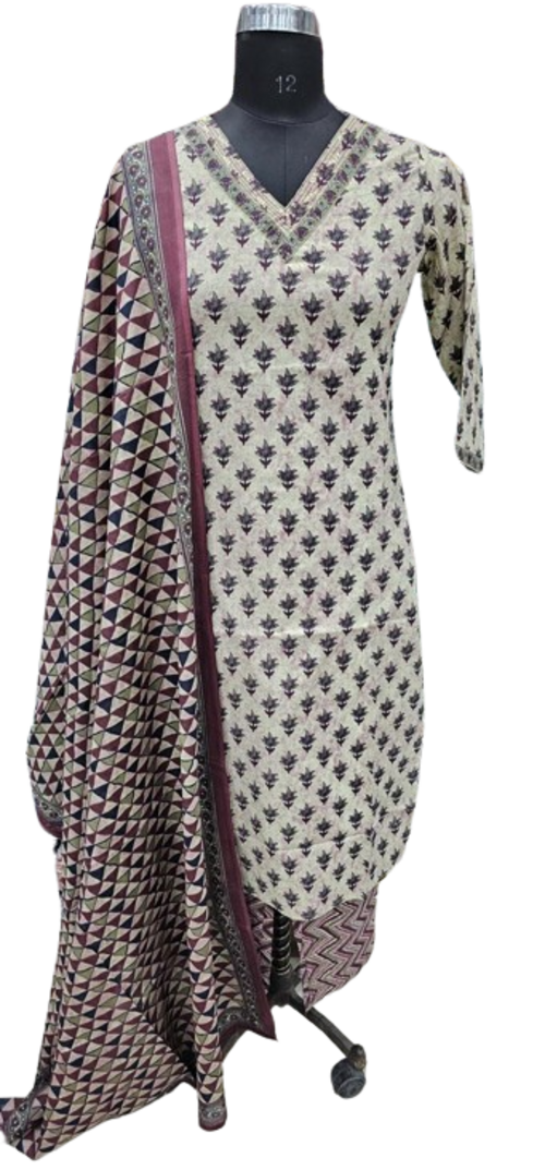 Women Floral Print Pure Cotton Straight Kurta, Dupatta & Pant Set Size