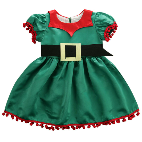 1 5Y Xmas Baby Girl Christmas Dress Tassel Sleeve