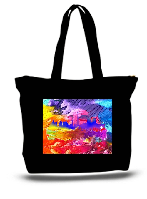 Paris Skyline Large Tote Grocery & Stuff Bag