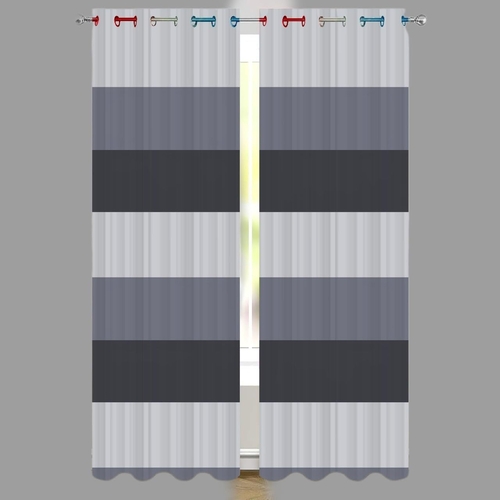 Grey Shaded Digital Printed Polyester Fabric Curtains for Living