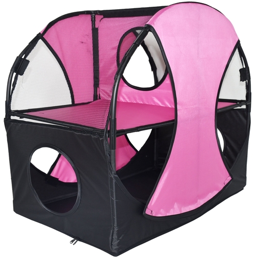 Pet Life PTT7PKBK Kitty Play Pet Cat House, Pink & Black - One Siz