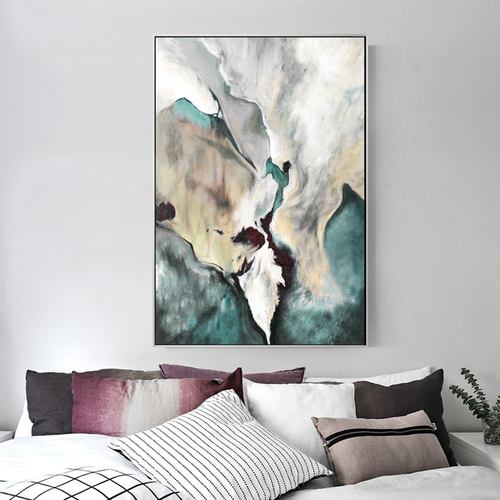 Abstract Chinese River Canvas Painting Wall Art
