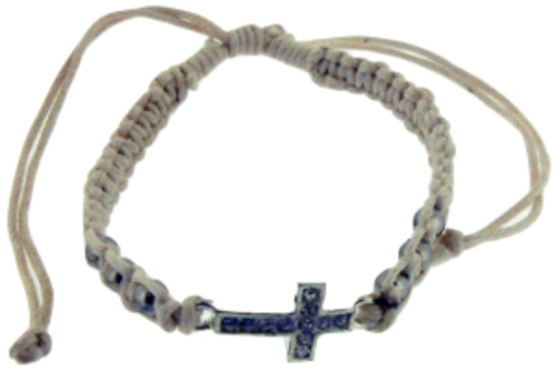 Solid Rock Jewelry 144806 White Cotton Adjustable Friendship with Cros