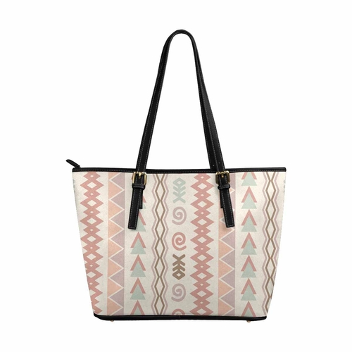 Large Leather Tote Shoulder Bag - Bohemian Print