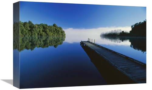 12 x 18 in. Wood Dock Reaching Out Into Lake Mapourika, South Isla