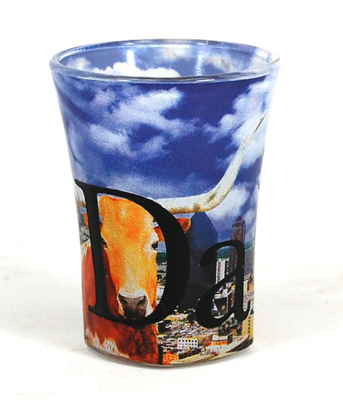 Americaware SGDAL02 Dallas Full Color  Etched  Shot Glass