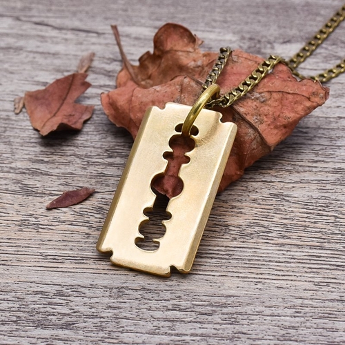 Brass Razor Blade Necklace