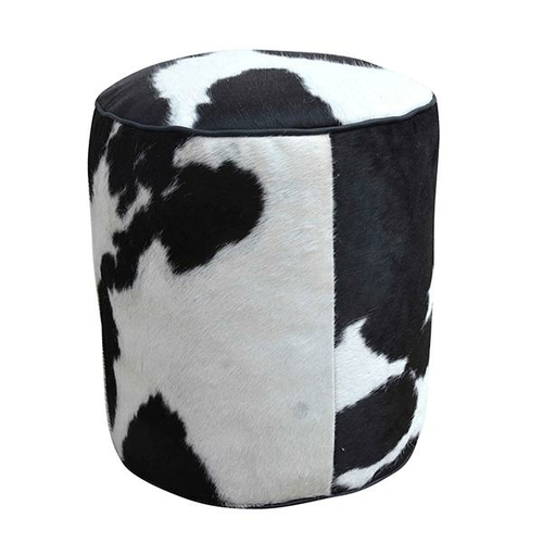 Cylindrical Cowhide Ottoman