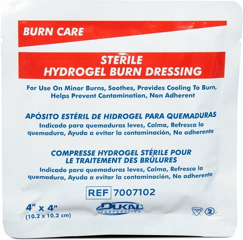 Dukal Hydrogel Burn Dressing 4" x 4". Pack of 20 Sterile Gel Dressing.